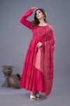 1FASHIONABLE ROMAN SILK EMBROIDERY SEQUENCE WORK GOWN BOTTOM WITH DUPATTA FESTIVE WEAR WHOLESALE PRICE ETHNIC GARMENT (17)