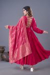1FASHIONABLE ROMAN SILK EMBROIDERY SEQUENCE WORK GOWN BOTTOM WITH DUPATTA FESTIVE WEAR WHOLESALE PRICE ETHNIC GARMENT (17)