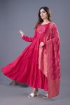 1FASHIONABLE ROMAN SILK EMBROIDERY SEQUENCE WORK GOWN BOTTOM WITH DUPATTA FESTIVE WEAR WHOLESALE PRICE ETHNIC GARMENT (17)