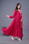 1FASHIONABLE ROMAN SILK EMBROIDERY SEQUENCE WORK GOWN BOTTOM WITH DUPATTA FESTIVE WEAR WHOLESALE PRICE ETHNIC GARMENT (17)