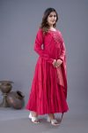 1FASHIONABLE ROMAN SILK EMBROIDERY SEQUENCE WORK GOWN BOTTOM WITH DUPATTA FESTIVE WEAR WHOLESALE PRICE ETHNIC GARMENT (17)
