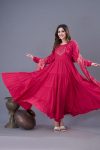 1FASHIONABLE ROMAN SILK EMBROIDERY SEQUENCE WORK GOWN BOTTOM WITH DUPATTA FESTIVE WEAR WHOLESALE PRICE ETHNIC GARMENT (17)