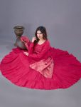 1FASHIONABLE ROMAN SILK EMBROIDERY SEQUENCE WORK GOWN BOTTOM WITH DUPATTA FESTIVE WEAR WHOLESALE PRICE ETHNIC GARMENT (17)