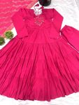 1FASHIONABLE ROMAN SILK EMBROIDERY SEQUENCE WORK GOWN BOTTOM WITH DUPATTA FESTIVE WEAR WHOLESALE PRICE ETHNIC GARMENT (17)