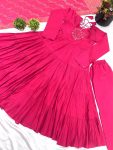 1FASHIONABLE ROMAN SILK EMBROIDERY SEQUENCE WORK GOWN BOTTOM WITH DUPATTA FESTIVE WEAR WHOLESALE PRICE ETHNIC GARMENT (17)
