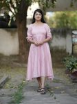 LATEST CHINON HANDWORK THREAD PLEATING ON FRONT AND PLAIN ALL OVER ONE PIECE  BABY PINK