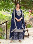 1LATEST CHINON SILK EMBROIDERY SEQUENCE WORK TOP SHARARA WITH DUPATTA FESTIVE WEAR WHOLESALE PRICE ETHNIC GARMENT (16)