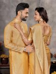 1NEW ARRIVAL CHECKS SILK WITH JACQUARD BORDER WORK COUPLE COMBO FESTIVE WEAR WHOLESALE PRICE ETHNIC GARMENT (3)