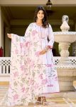 1NEW ARRIVAL COTTON CHIKAN EMBROIDERY WORK WITH MIRROR GOTA PATTI LACE WORK GOWN BOTTOM WITH DUPATTA FESTIVE WEAR WHOLESALE PRICE ETHNIC GARMENT (9)