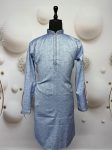 NEW ARRIVAL COTTON THREAD WORK MEN'S KURTA PAYJAMA  SKY