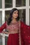 1NEW ARRIVAL FAUX BLOOMING EMBROIDERY ZARI SEQUENCE WORK GOWN WITH DUPATTA FESTIVE WEAR WHOLESALE PRICE ETHNIC GARMENT (10)