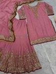 1NEW ARRIVAL GEORGETTE EMBROIDERY SEQUENCE WORK TOP SHARARA WITH DUPATTA FESTIVE WEAR WHOLESALE PRICE ETHNIC GARMENT (11)