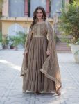 1NEW ARRIVAL GEORGETTE SEQUENCE EMBROIDERY WORK GOWN WITH DUPATTA FESTIVE WEAR WHOLESALE PRICE ETHNIC GARMENT (5)