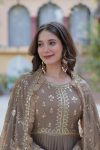 1NEW ARRIVAL GEORGETTE SEQUENCE EMBROIDERY WORK GOWN WITH DUPATTA FESTIVE WEAR WHOLESALE PRICE ETHNIC GARMENT (5)