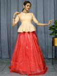 NEW ARRIVAL CRUSH SILK PLAIN LEHENGA WITH STITCHED TOP  GAJARI