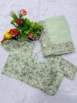 1NEW ARRIVAL PLATINUM CRUSH ZARI DORI AND THREAD EMBROIDRY WIRH REAL MIRROR WORK SAREE WITH UNSTITCHED BLOUSE PARTY WEAR WHOLESALE PRICE ETHNIC GARMENT (47)