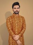 1NEW ARRIVAL SOFT COTTON MULTICOLOR FOIL PRINT MEN’S KURTA PAYJAMA FESTIVE WEAR WHOLESALE PRICE ETHNIC GARMENT (8)