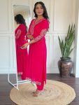 1NEW ARRIVAL VISCOSE CHANDERI SEQUENCE EMBROIDERY WORK TOP BOTTOM WITH DUPATTA FESTIVE WEAR WHOLESALE PRICE ETHNIC GARMENT (20)