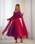 1RICH LOOK GEORGETTE COLOURFULL PADDING GOWN BOTTOM WITH DUPATTA PARTY WEAR WHOLESALE PRICE ETHNIC GARMENT (24)
