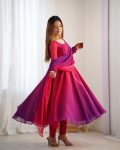 1RICH LOOK GEORGETTE COLOURFULL PADDING GOWN BOTTOM WITH DUPATTA PARTY WEAR WHOLESALE PRICE ETHNIC GARMENT (24)