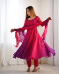 1RICH LOOK GEORGETTE COLOURFULL PADDING GOWN BOTTOM WITH DUPATTA PARTY WEAR WHOLESALE PRICE ETHNIC GARMENT (24)