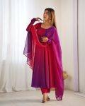 1RICH LOOK GEORGETTE COLOURFULL PADDING GOWN BOTTOM WITH DUPATTA PARTY WEAR WHOLESALE PRICE ETHNIC GARMENT (24)