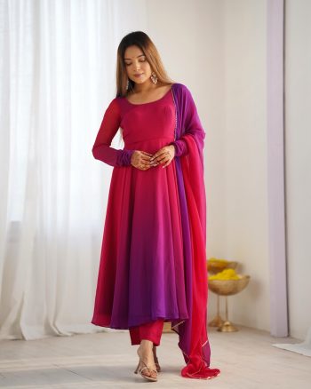 RICH LOOK GEORGETTE COLOURFULL PADDING GOWN BOTTOM WITH DUPATTA RANI