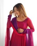 1RICH LOOK GEORGETTE COLOURFULL PADDING GOWN BOTTOM WITH DUPATTA PARTY WEAR WHOLESALE PRICE ETHNIC GARMENT (24)