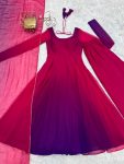 1RICH LOOK GEORGETTE COLOURFULL PADDING GOWN BOTTOM WITH DUPATTA PARTY WEAR WHOLESALE PRICE ETHNIC GARMENT (24)