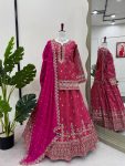 RICH LOOK SHIMMER SILK THREAD SEQUENCE WORK TOP LEHENGA WITH DUPATTA PEACH