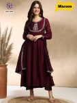 TRENDING SILK ZARI EMBROIDERY SEQUENCE WORK TOP BOTTOM WITH DUPATTA MAROON