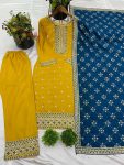 2DESIGNER CHINON SILK EMBROIDERY SEQUENCE WORK TOP PALAZZO WITH DUPATTA FESTIVE WEAR WHOLESALE PRICE ETHNIC GARMENT (17)