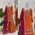 2DESIGNER GEORGETTE THREAD WITH SEQUENCE WORK TOP SHARARA WITH DUPATTA FESTIVE WEAR WHOLESALE PRICE ETHNIC GARMENT (3)