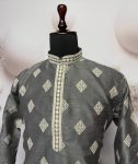 2FANCY MONO SILK EMBROIDERY SEQUENCE WORK MEN’S KURTA PAYJAMA FESTIVE WEAR WHOLESALE PRICE ETHNIC GARMENT (13)