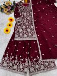 2NEW ARRIVAL CHINON SILK EMBROIDERY SEQUENCE WORK TOP PALAZZO WITH DUPATTA FESTIVE WEAR WHOLESALE PRICE ETHNIC GARMENT (11)
