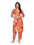 NEW ARRIVAL COTTON BLEND DIGITAL PRINT TOP BOTTOM SET  ORANGE
