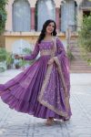 2NEW ARRIVAL GEORGETTE SEQUENCE EMBROIDERY WORK GOWN WITH DUPATTA FESTIVE WEAR WHOLESALE PRICE ETHNIC GARMENT (9)