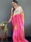 NEW ARRIVAL NATURAL SILK DIGITAL PRINTED READY TO WEAR SAREE WITH UNSTITCHED BLOUSE  RANI