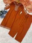 2NEW ARRIVAL VISCOSE CHANDERI SEQUENCE EMBROIDERY WORK TOP BOTTOM WITH DUPATTA FESTIVE WEAR WHOLESALE PRICE ETHNIC GARMENT (8)