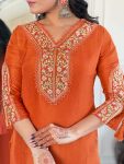 2NEW ARRIVAL VISCOSE CHANDERI SEQUENCE EMBROIDERY WORK TOP BOTTOM WITH DUPATTA FESTIVE WEAR WHOLESALE PRICE ETHNIC GARMENT (8)