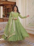 RICH LOOK GEORGETTE EMBROIDERY WORK GOWN WITH DUPATTA  PISTA