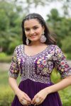 3DESIGNER FAUX BLOOMING EMBROIDERY ZARI SEQUENCE WORK GOWN FESTIVE WEAR WHOLESALE PRICE ETHNIC GARMENT (16)