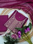 3DESIGNER RAYON SLUB SEQUENCE CODING EMBROIDERY WORK TOP BOTTOM WITH DUPATTA FESTIVE WEAR WHOLESALE PRICE ETHNIC GARMNET (17)