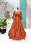 3FANCY CHINON SILK EMBROIDERY SEQUENCE WORK GOWN BOTTOM WITH DUPATTA PARTY WEAR WHOLESALE PRICE ETHNIC GARMENT (11)