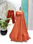 3FANCY CHINON SILK EMBROIDERY SEQUENCE WORK GOWN BOTTOM WITH DUPATTA PARTY WEAR WHOLESALE PRICE ETHNIC GARMENT (11)