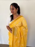 3FANCY LINEN CHANDERI GOLD PURE ZARI PATTA WITH EMBROIDERY BUTTI WORK SAREE WITH UNSTITCHED BLOUSE FESTIVE WEAR WHOLESALE PRICE ETHNIC GARMENT (2)