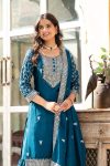3LATEST CHINON SILK EMBROIDERY SEQUENCE WORK TOP SHARARA WITH DUPATTA FESTIVE WEAR WHOLESALE PRICE ETHNIC GARMENT (14)
