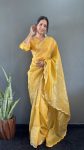 3MOST PICKED GOLD CRUSH SILK SEQUENCE ARC BOREDR WORK READY TO WEAR SAREE WITH STITCHED BLOUSE PARTY WEAR WHOLESALE PRICE ETHNIC GARMENT (11)