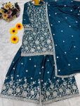 3NEW ARRIVAL CHINON SILK EMBROIDERY SEQUENCE WORK TOP PALAZZO WITH DUPATTA FESTIVE WEAR WHOLESALE PRICE ETHNIC GARMENT (8)