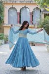 3NEW ARRIVAL GEORGETTE SEQUENCE EMBROIDERY WORK GOWN WITH DUPATTA FESTIVE WEAR WHOLESALE PRICE ETHNIC GARMENT (4)